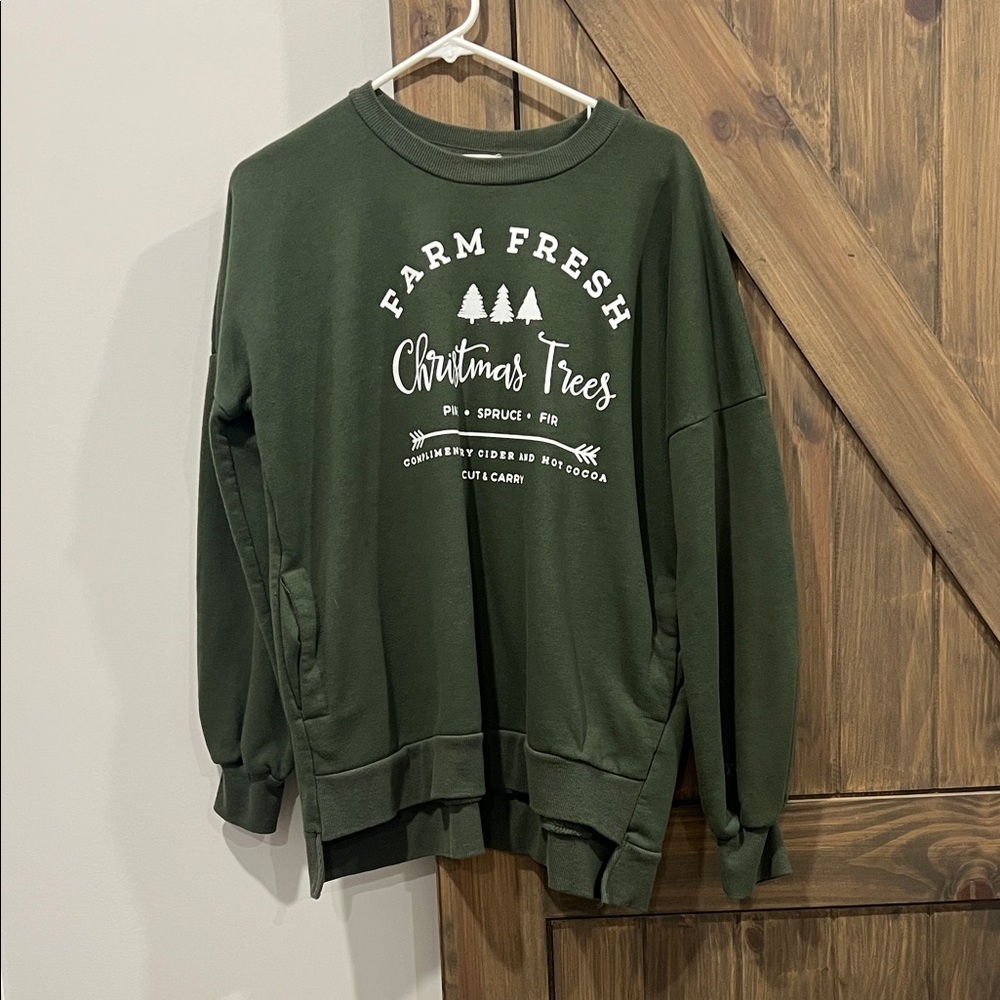 Green Farm Fresh Christmas Trees Womens  Sweatshirt
